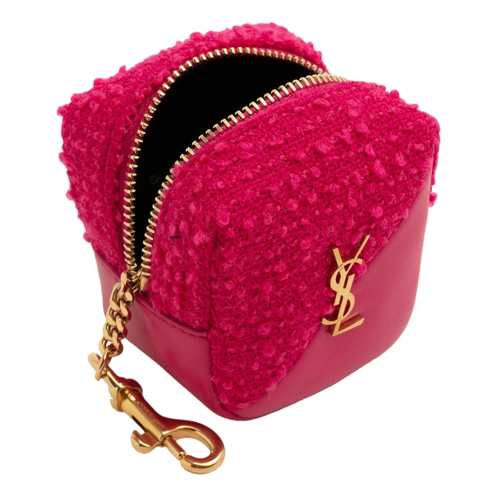 Saint Laurent Jamie YSL Keyring Cube Magenta Tweed - Picture 3 of 5